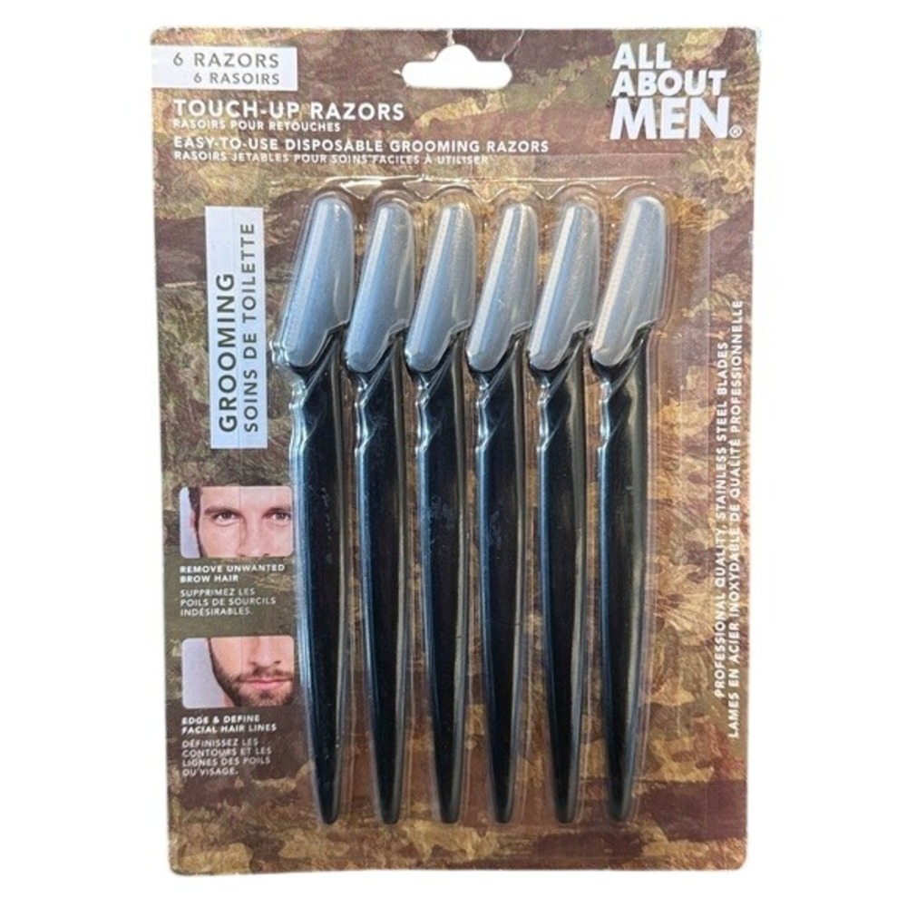 All About Men Touch-Up Razors Men Black Grooming Disposable 6 Count Pack